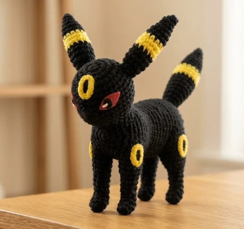 Complimentary Intermediate crochet pattern: Umbreon Pokémon Amigurumi Pattern - Simple to follow guide