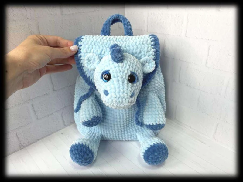 Complimentary Intermediate crochet pattern: Plush Dragon Backpack Amigurumi Pattern - Simple to follow guide