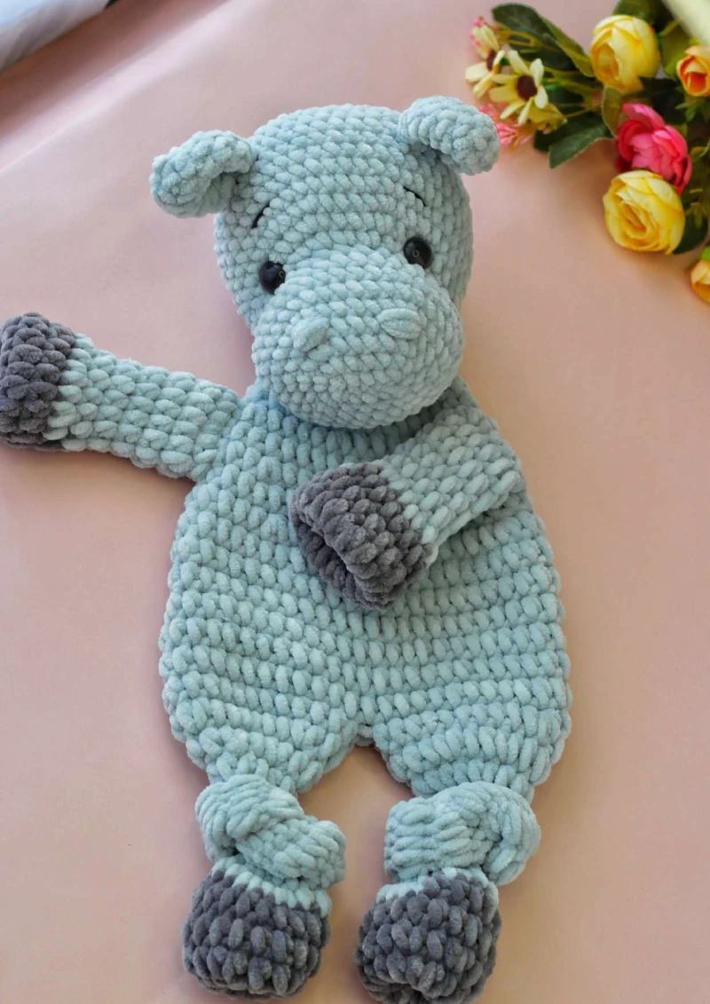Complimentary Intermediate crochet pattern: Soft Hippo Lovey Amigurumi Pattern - Simple to follow guide