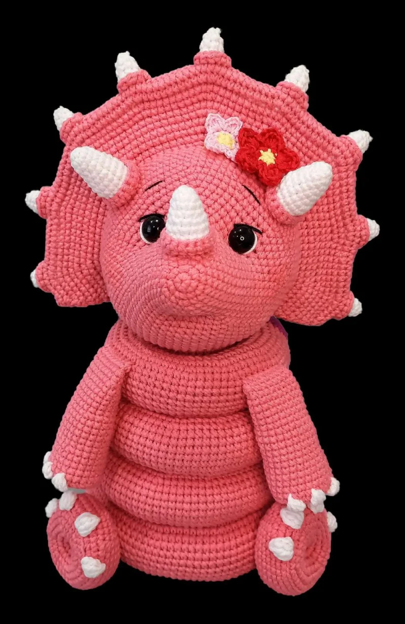 Complimentary Advanced crochet pattern: Triceratops Ring Tower Amigurumi Pattern - Simple to follow guide