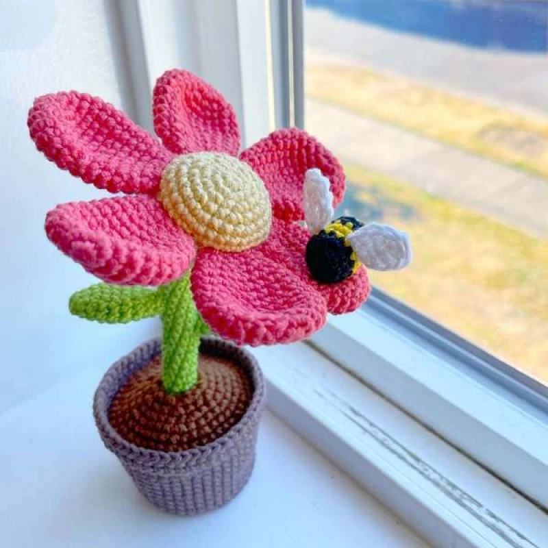 Complimentary Intermediate crochet pattern: Bumble Blossom Flower Amigurumi Pattern - Simple to follow guide