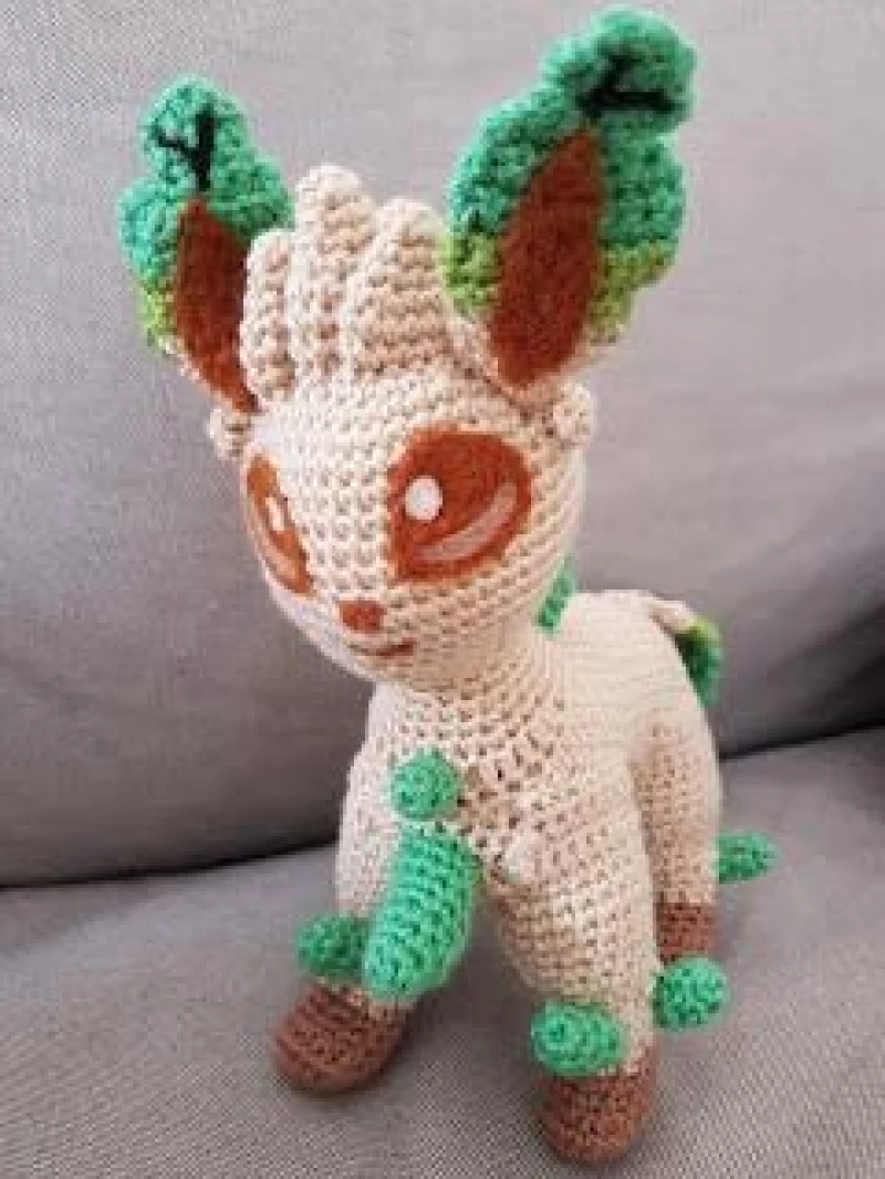 Complimentary Intermediate crochet pattern: Leafeon Inspired Forest Sprite Amigurumi Pattern - Simple to follow guide