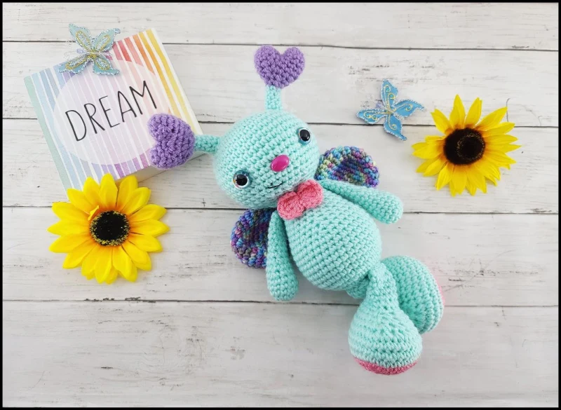 Complimentary Intermediate crochet pattern: Blue the Butterfly Amigurumi Pattern - Simple to follow guide