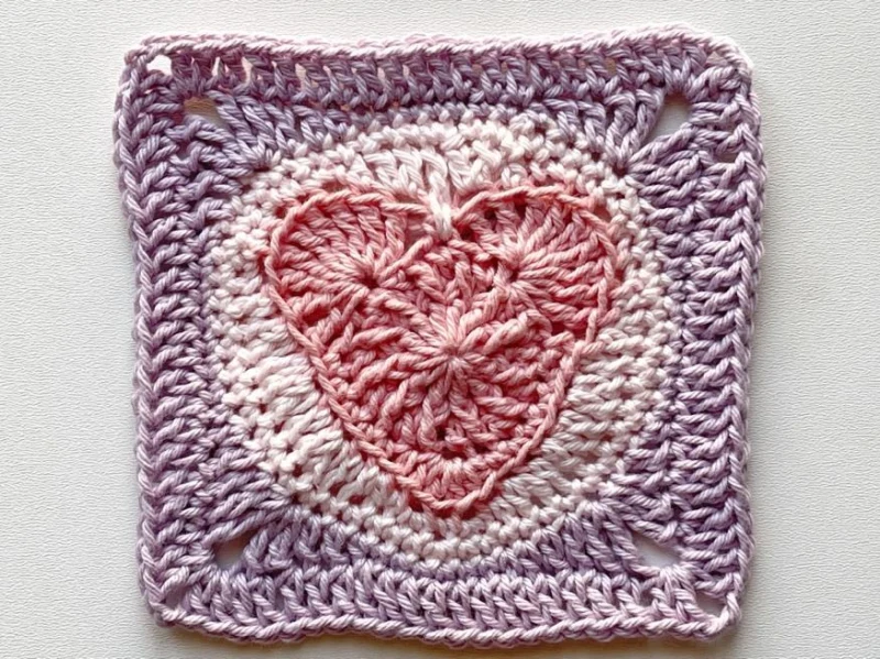 Complimentary Intermediate crochet pattern: Elwen Heart Granny Square Pattern - Simple to follow guide