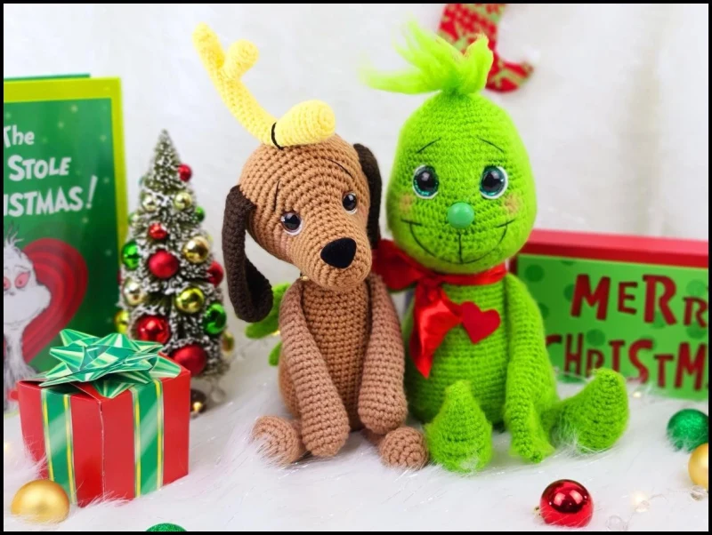 Complimentary Intermediate crochet pattern: Baby Grinch and Max Amigurumi Pattern - Simple to follow guide