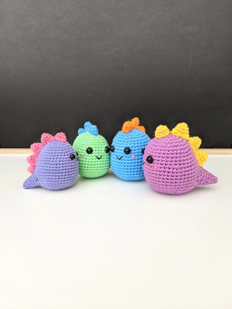 Complimentary Intermediate crochet pattern: Colourful Mini Dino Amigurumi Pattern - Simple to follow guide