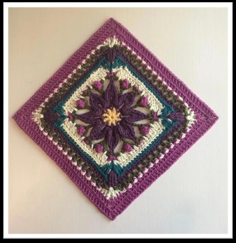 Complimentary Intermediate crochet pattern: Macey Ann Floral Crochet Square Pattern - Simple to follow guide