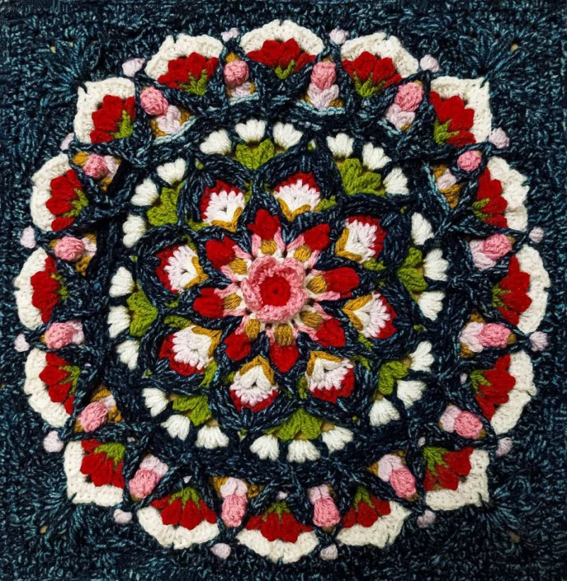 Complimentary Intermediate crochet pattern: Cherry Blossom Mandala Square Amigurumi Pattern - Simple to follow guide