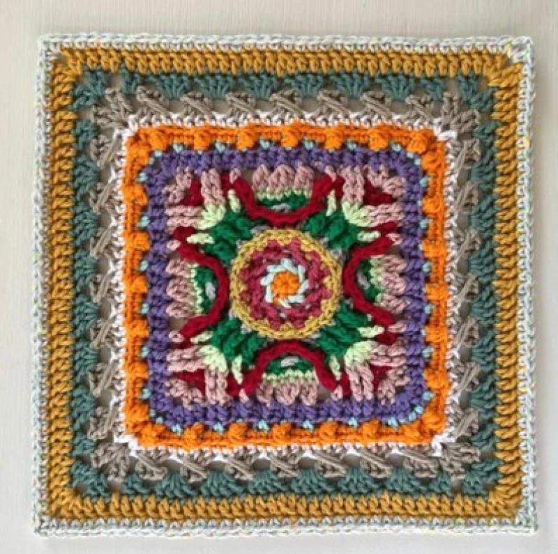 Complimentary Intermediate crochet pattern: Marley Mae Textured Crochet Square Pattern - Simple to follow guide