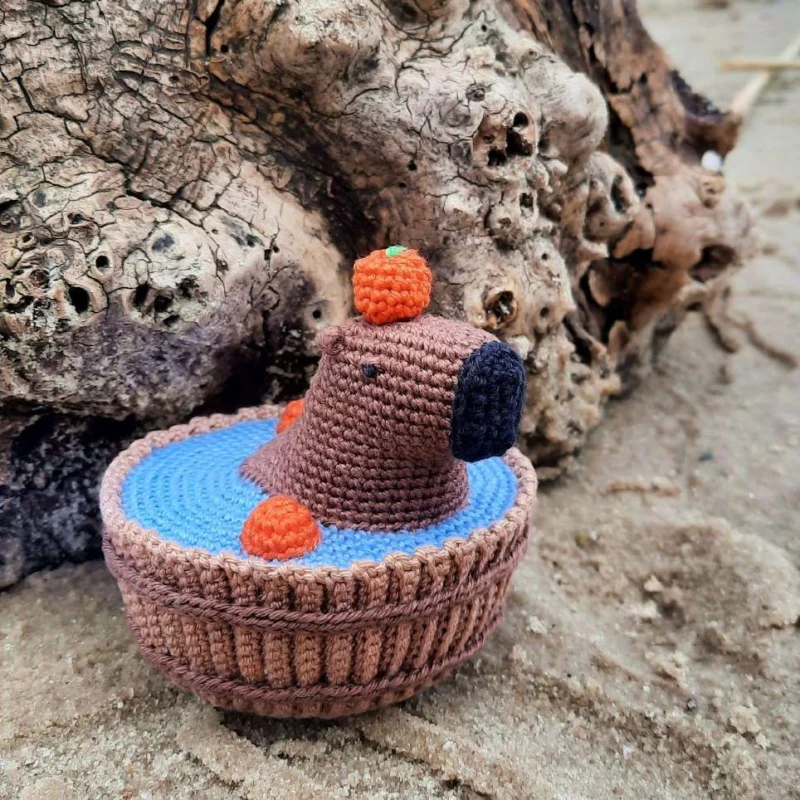 Complimentary Intermediate crochet pattern: Spa Day Capybara Amigurumi Pattern - Simple to follow guide