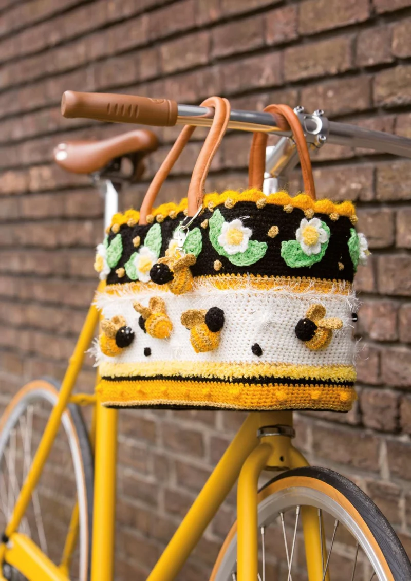 Complimentary Intermediate crochet pattern: Bee-utiful Basket Bag Crochet Pattern - Simple to follow guide