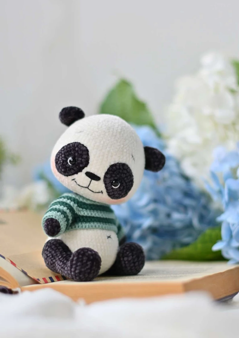 Complimentary Intermediate crochet pattern: Adorable Striped Sweater Panda Amigurumi Pattern - Simple to follow guide