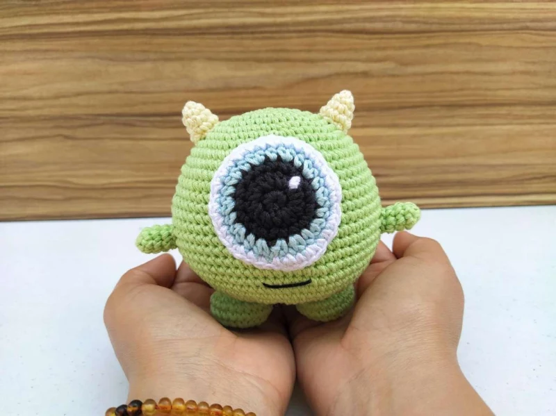 Complimentary Intermediate crochet pattern: Mini Mike Wazowski Amigurumi Pattern - Simple to follow guide