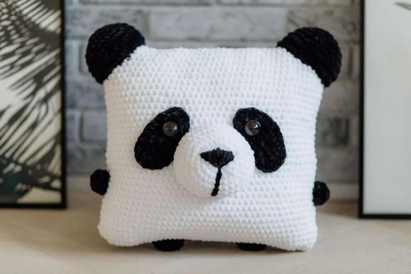Complimentary Intermediate crochet pattern: Panda Bear Plushie Pillow Amigurumi Pattern - Simple to follow guide