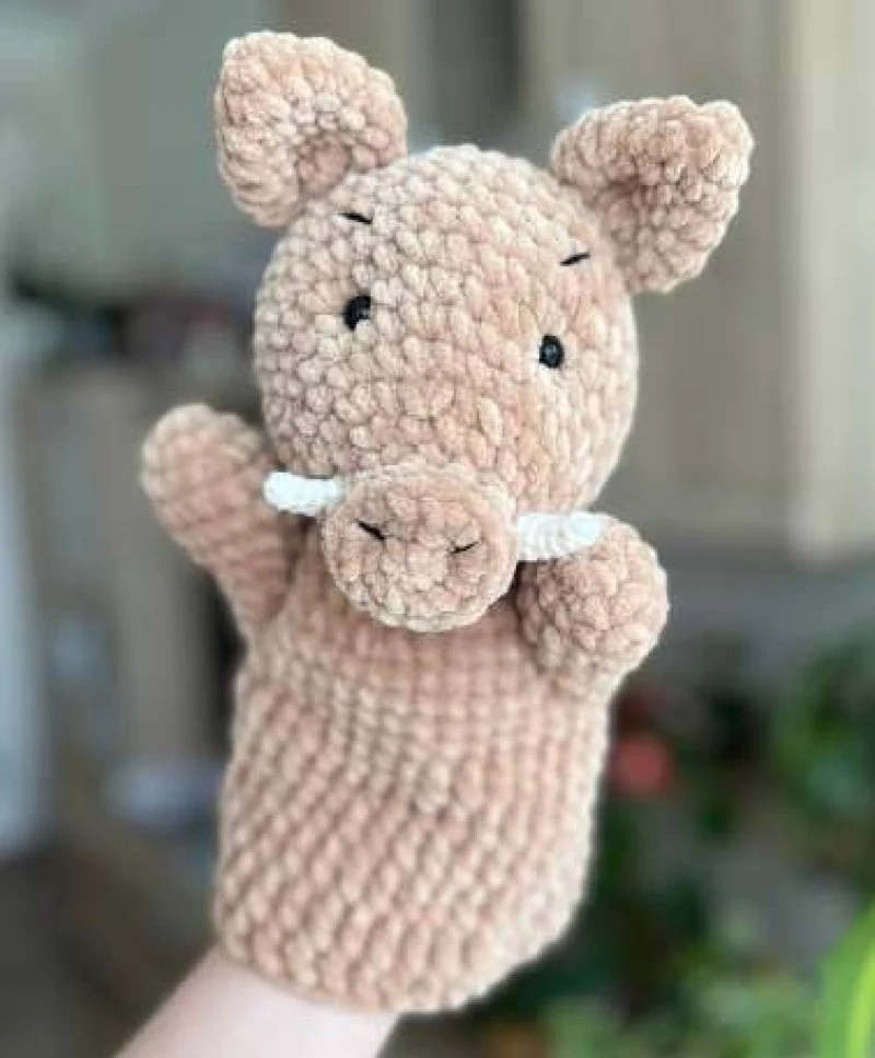 Complimentary Intermediate crochet pattern: Wild Boar Hand Puppet Amigurumi Pattern - Simple to follow guide