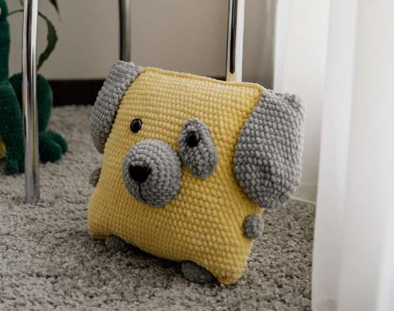 Complimentary Intermediate crochet pattern: Square Dog Puppy Pillow Amigurumi Pattern - Simple to follow guide