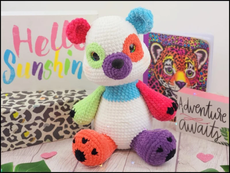 Complimentary Intermediate crochet pattern: Dottie the Colorful Panda Amigurumi Pattern - Simple to follow guide