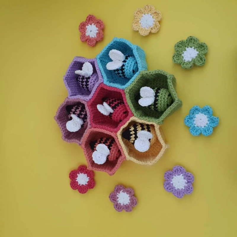 Complimentary Intermediate crochet pattern: Rainbow Bee Sorting Toy Amigurumi Pattern - Simple to follow guide