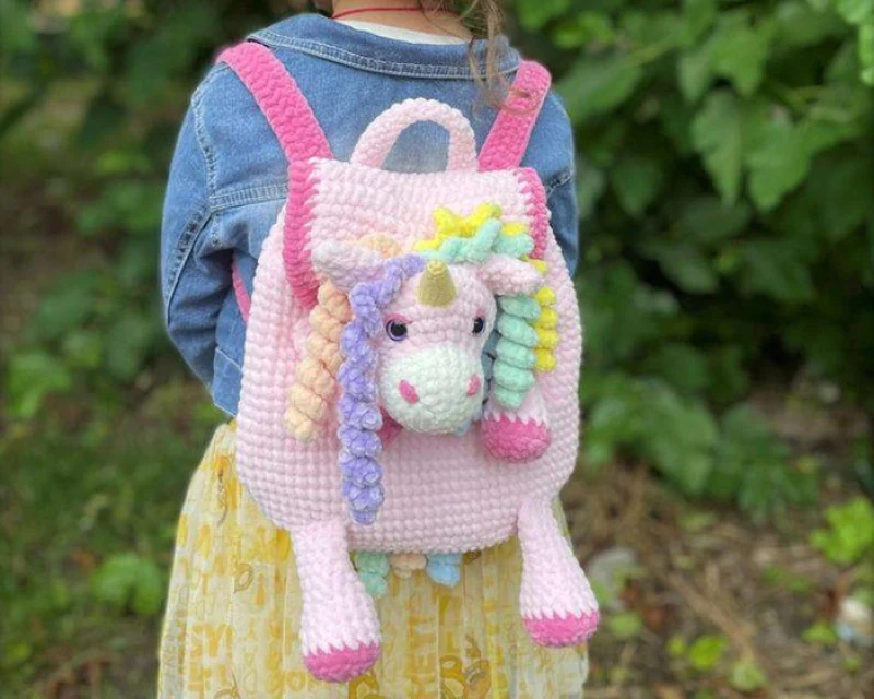 Complimentary Intermediate crochet pattern: Plush Backpack Unicorn Crochet Pattern - Simple to follow guide