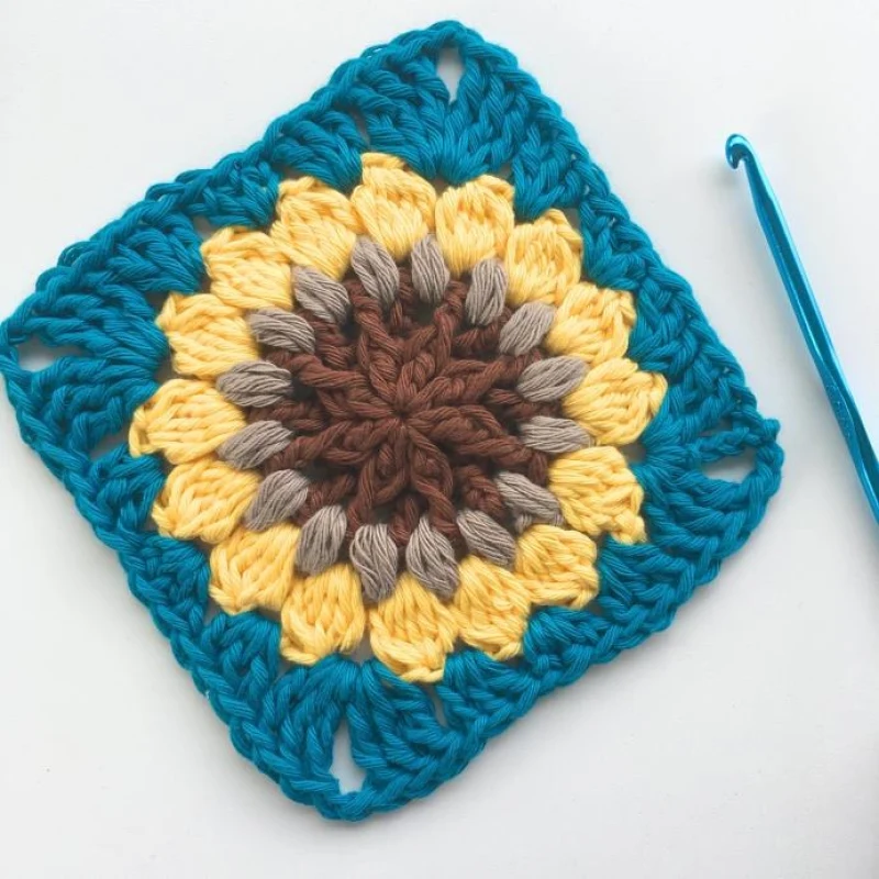 Complimentary Intermediate crochet pattern: Sunflower Lovers Granny Square Pattern - Simple to follow guide