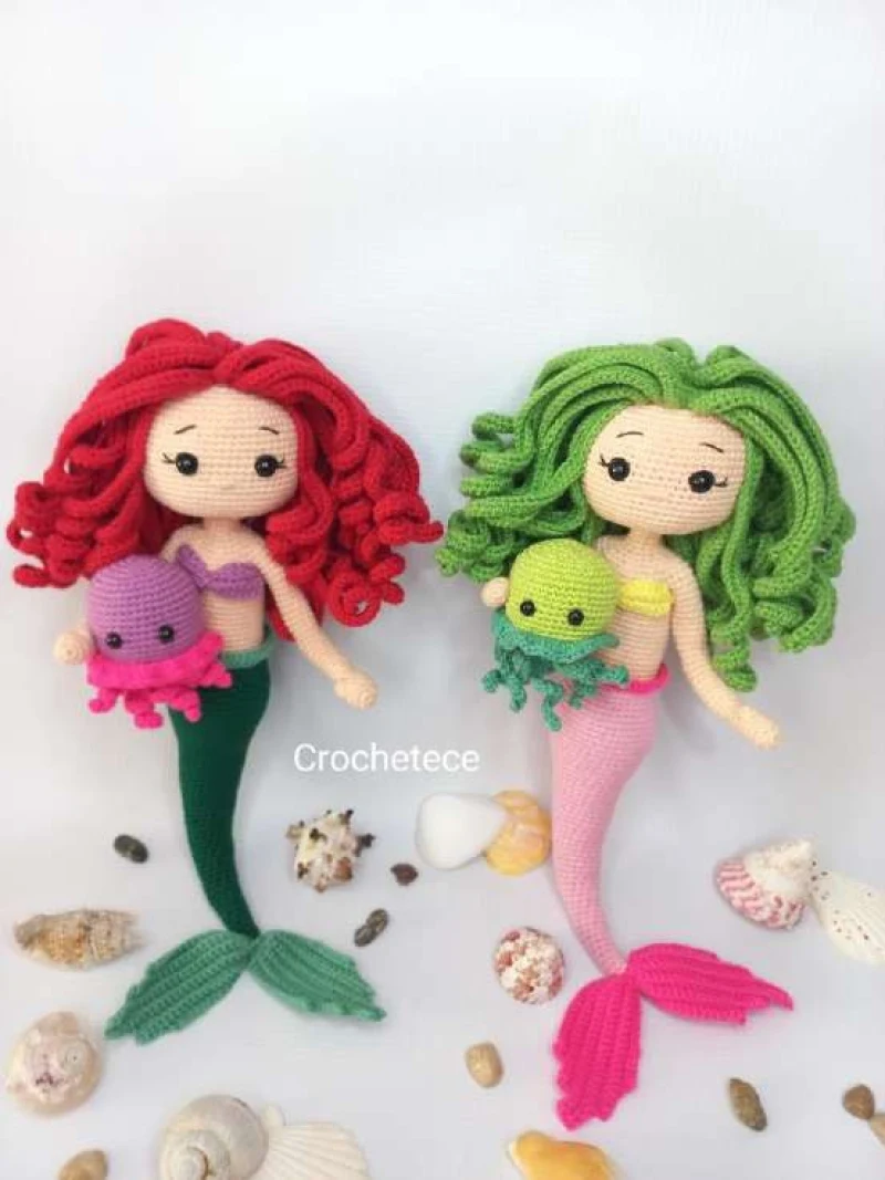 Complimentary Intermediate crochet pattern: Ariel Inspired Mermaid and Jellyfish Amigurumi Pattern - Simple to follow guide
