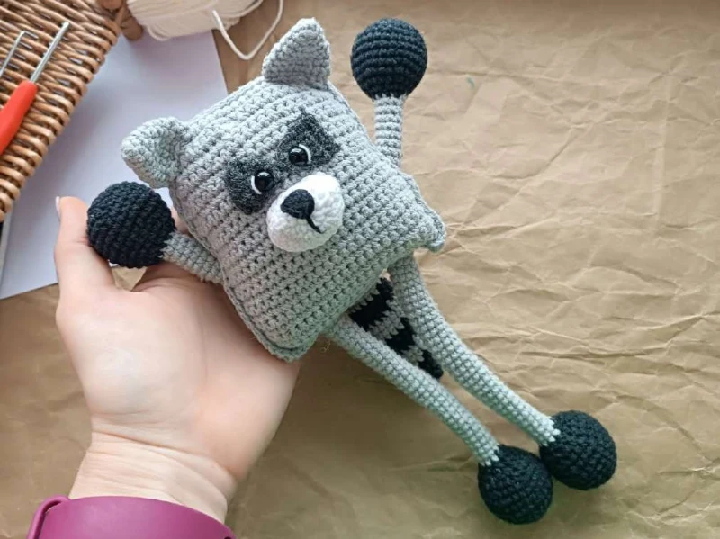 Complimentary Intermediate crochet pattern: Rac the Stretchy Raccoon Amigurumi Pattern - Simple to follow guide