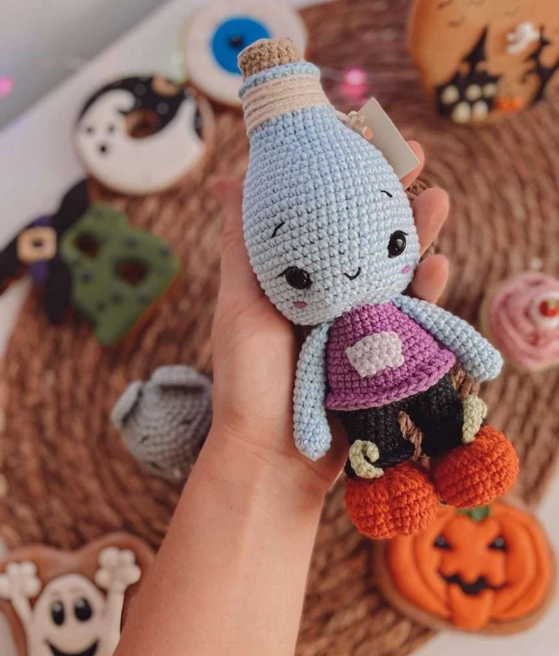 Complimentary Intermediate crochet pattern: Magical Brew Potion Bottle Amigurumi Pattern - Simple to follow guide