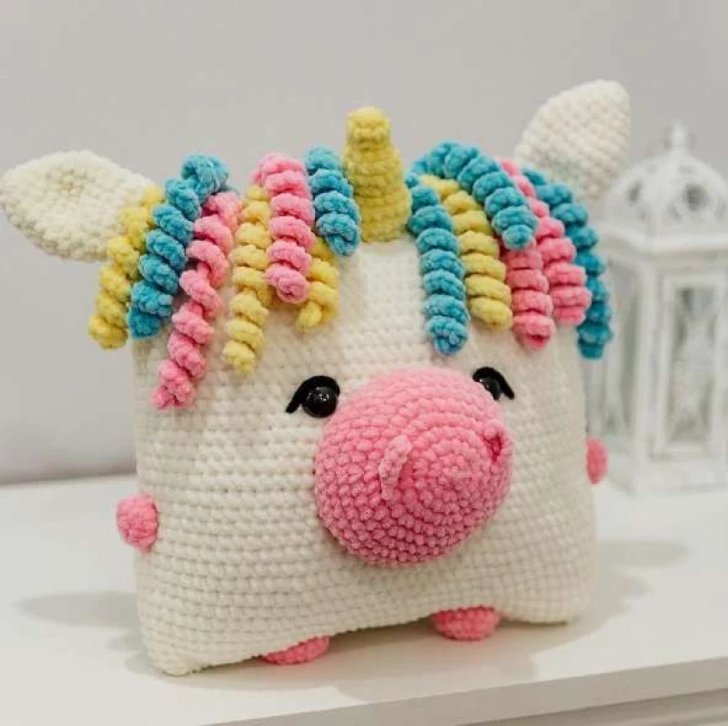 Complimentary Intermediate crochet pattern: Chunky Unicorn Pillow Amigurumi Pattern - Simple to follow guide