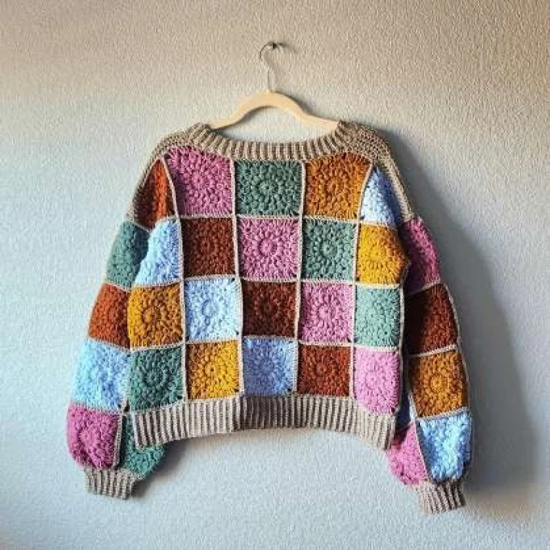 Complimentary Intermediate crochet pattern: Sunburst Patchwork Crochet Sweater Pattern - Simple to follow guide