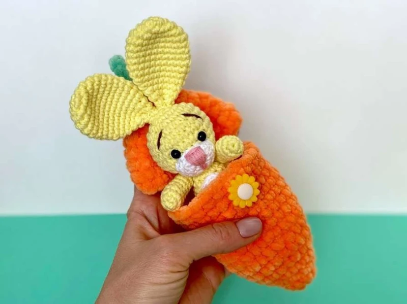 Complimentary Intermediate crochet pattern: Bunny in a Carrot Amigurumi Pattern - Simple to follow guide