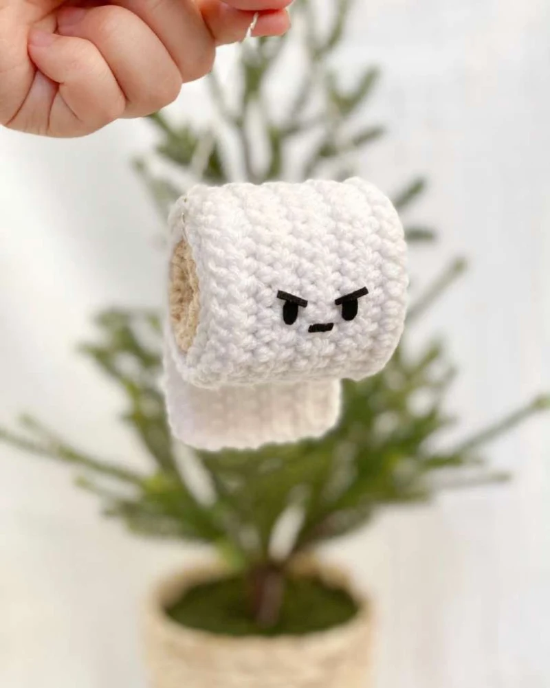 Complimentary Beginner Friendly crochet pattern: Angry Toilet Paper Roll Christmas Ornament Crochet Pattern - Simple to follow guide