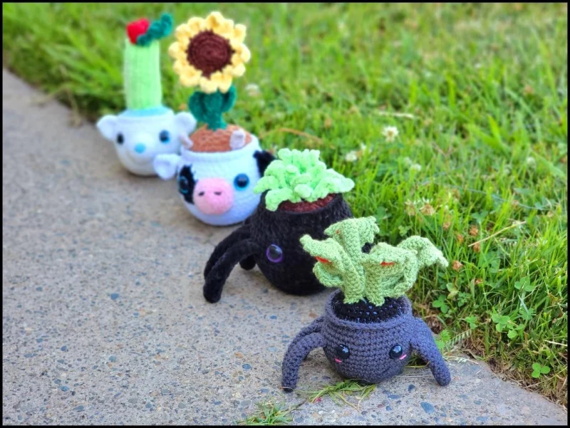 Complimentary Intermediate crochet pattern: Kawaii Animal Planter Amigurumi Pattern - Simple to follow guide